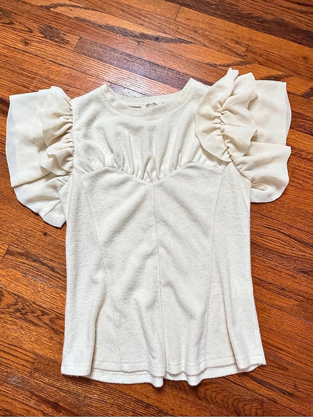 Miss Me Puff Sleeve Top in White Small Like New